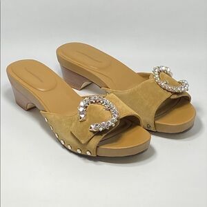 Jimmy Choo Arlia Suede Crystal Buckle Casual Wedge Sandals size 40